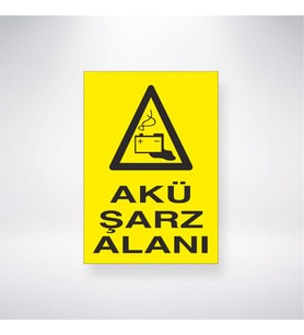 Akü Şarz Alanı 21x28 Arkası Yapışkanlı Levha