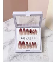 Louésse Burgundy Fade Takma Tırnak 12’li Bordo Geçişli Taşlı Nail Set
