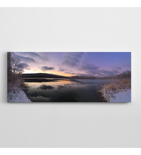 Deniz Gökyüzü Karlar Manzara Panoramik Kanvas Tablo