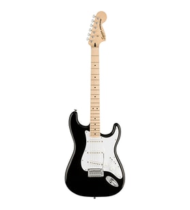 Squier 0378002506 Affinity Stratocaster Elektro Gitar (Siyah) Akçaağaç Klavye Büyük Kafa (Headstock) ve Siyah Cila