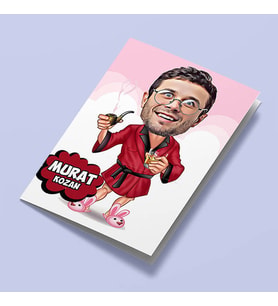 Kişiye Özel Pipolu Erkek Karikatürlü Tebrik Kartı