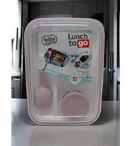 Pempe LunchToGo Box*Beslenme Kabı SETi*Bölmeli Beslenme Kutusu (Açık Bej - Pembe)