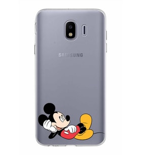 Samsung Galaxy J4 Kapak Mickey Mouse Tasarımlı Şeffaf Silikon Kılıf