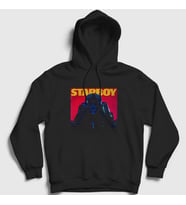 Presmono Unisex Kırmızı Starboy Cover The Weeknd Kapüşonlu Sweatshirt 159593tt (Siyah)