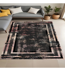 Eliana Home Dijital Baskı Yıkanabilir Kaymaz Taban Salon Halısı Ve Yolluk LNA0808-FNL16 (Siyah)