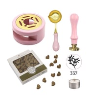 Davetiye Mum Mühürü Uygulama Seti Pembe Renk 337 Zeytin Dalı