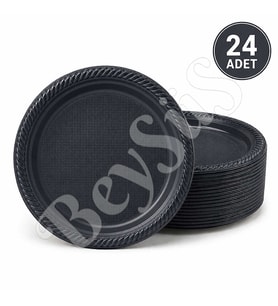 Parti Plastik Tabak 24lü Siyah