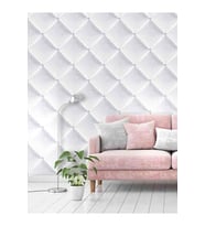 Dreamwall 3 Boyutlu Kapitone Desenli Silinebilir Tekstil Duvar Kağıdı (Beyaz)