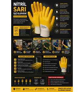 Nitril Sarı İşçi Eldiveni
