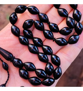9x12 mm Siyah Alman Fiber Tesbih  Usta İşçilikli Tespih