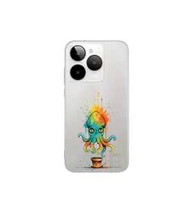 General Mobile Era 30 ile uyumlu Splash ahtapot tasarımlı şeffaf silikon kılıf
