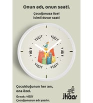 İsme Özel Sevimli Kediler Çocuk Odası Duvar Saati Orta Boy 30 cm Beyaz Camlı Sessiz