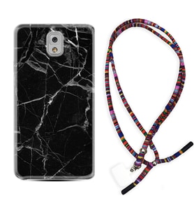 Samsung Note 3 4 5 8 9 20 Ultra 10 Lite Kılıf Boyun Asklı Rasta Silikon Fragile Black Mermer 1378