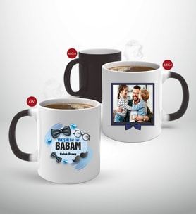 BK Gift Kişiye Özel Babalar Günü Hediyesi Fotoğraflı Sihirli Kupa Bardak-92