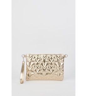 Kadın Sarı Yıldız Nakışlı Rugan Deri Bilek Ve Zincir Askılı Portföy El Ve Clutch Çanta