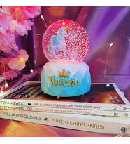 Kar küresi ışıklı müzikli karışık renkler unicorn kar küresi