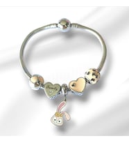 Rabbit Family Charm Çelik Bileklik