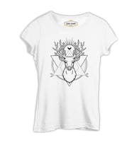 Deer Under Moon Beyaz Kadın Tshirt