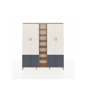 Arges Dolap 10 Raflı 8 Çekmeceli 2 Askılı 220x30x243 Çam-Aytaşı/Antrasit
