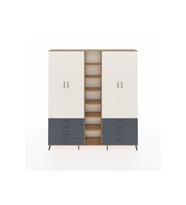 Arges Dolap 10 Raflı 8 Çekmeceli 2 Askılı 220x30x243 Çam-Aytaşı/Antrasit