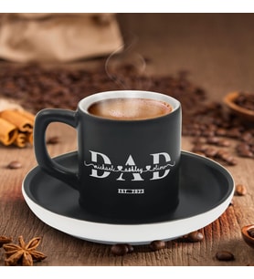 BK Gift Kişiye Özel Dad Tasarımlı Siyah Renk Türk Kahvesi Fincanı-1, Arkadaşa Hediye, Sevgiliye Hediye, Yıl Dönümü Hediyesi