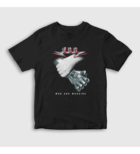 Presmono Unisex Çocuk Siyah U D O Man And Machine T-Shirt 426191tt