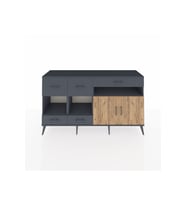 Kronos Konsol 4 Raflı 5 Çekmeceli 2 Kapaklı 176x59x99 Antrasit-Çam/Antrasit