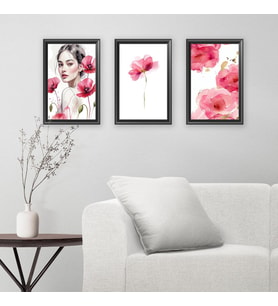 3'lü Pembe Çiçek Temalı Foreks Tablo