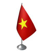 Masa Üstü Vietnam Bayrağı Krom Direk Masa Bayrak Seti
