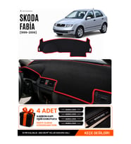 SKODA FABİA (1999-2006) Uyumlu Torpido Örtüsü Torpido Kılıfı - Siyah Kırmızı