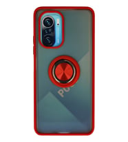 Redmi K40 Kılıf Montreal Yüzüklü Silikon Kapak - Kırmızı