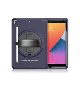 Newface Apple iPad 10.2 (7.nesil) Kılıf Hand Strap Tablet Kılıfı - Lacivert