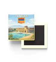 Retro Ermenistan Erivan Şehri Temalı Vintage Buzdolap Magneti – 9x9 cm