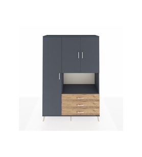 Hyperion Dolap 6 Raflı 3 Çekmeceli 3 Kapaklı 132x44x195 Antrasit-Antrasit/Çam