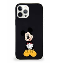 Apple iPhone 12 Pro Max Soft Premier Kapak Mickey Mouse-A Tasarımlı Silikon Kılıf - Siyah (Şeffaf)