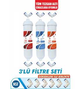 Kapalı Kasa Su Arıtma Cihazları Için Inline 3'lü Filtre Seti 6 Aylık Bakım Seti