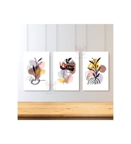 3'lü Set Kanvas Tablo Minimalist Yaprak Tasarımları Boho Modern Tablo Kanvas Tablo