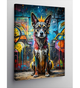 Kanvas Tablo Sevimli Köpek Ve Graffitiler