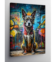 Kanvas Tablo Sevimli Köpek Ve Graffitiler