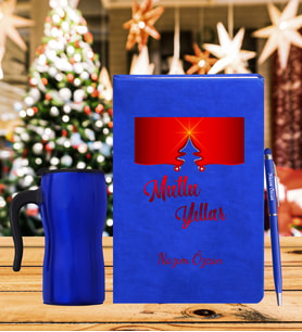 Yılbaşı İçin Kişiye Özel Tasarım Defter Kalem & Termos Mug Hediye Seti
