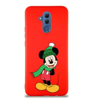 Huawei Mate 20 Lite Soft Premier Kapak Mickey Mouse-G Tasarımlı Silikon Kılıf - Kırmızı (Şeffaf)