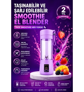 380 ml USB Şarjlı Portatif Smoothie Blender Mini Boy Tasarım