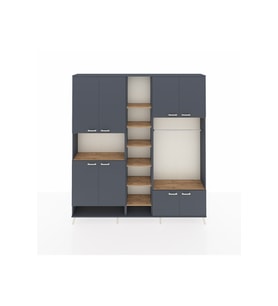Arges Dolap 18 Raflı 8 Kapaklı Tek Askılı 220x30x243 Antrasit-Antrasit/Çam