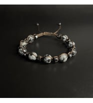 SERTİFİKALI  Karlı Obsidyen Hematit Ayarlanabilir Ölçü Unisex Doğal Taş Bileklik