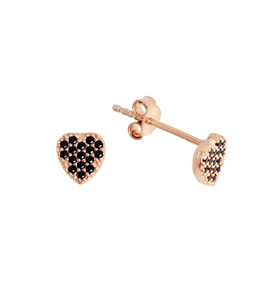 925 Ayar Gümüş Rose Kalp Figürlü Küpe - K075501