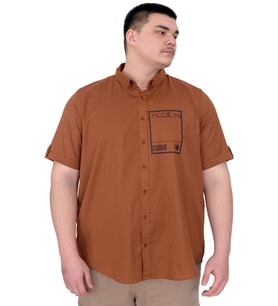 Mode XL Büyük Beden Erkek Gabardin Gömlek Mode09 U25603 Tarçın