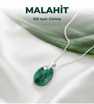 LuxtoneSertifikalı Malahit 925 Ayar Gümüş Kolye Kadın Takı LX0420KL