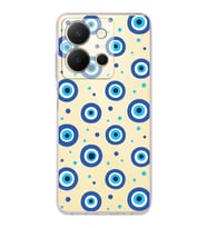 PrintiFy Vivo Y36 4G ile Uyumlu Nazar Boncuğu 1 Baskılı Kamera Korumalı Şeffaf Silikon Kılıf