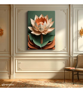 Dikey Kanvas Tablo Lotus Çiçeği Bitki Tablosu Ev Ofis Duvar Dekoru