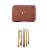 Kahve Çamur Kırmızı Kil Seramik Hamuru 1 kg Ebeşuar Seti Seramik Şekillendirme Seti
